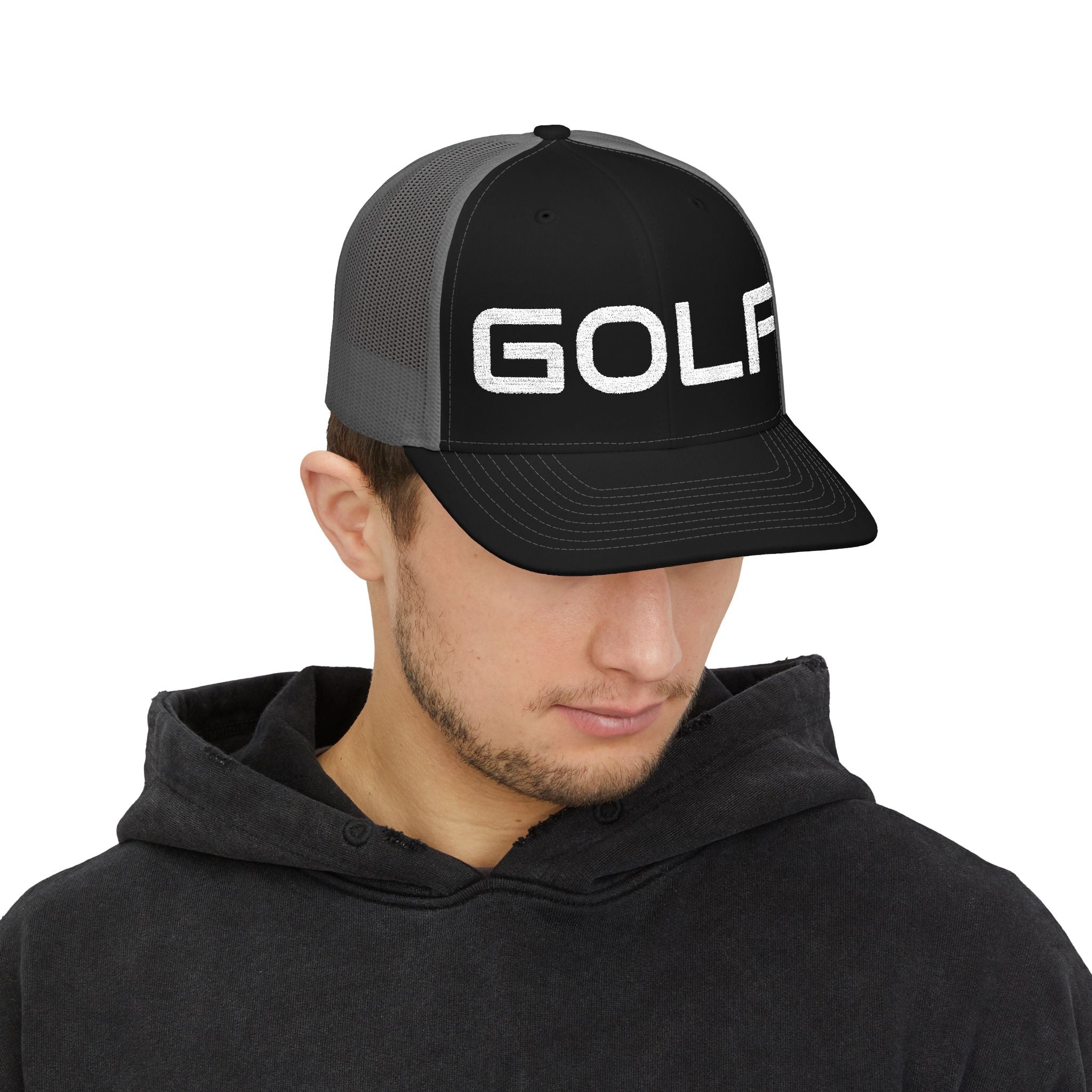 Golf Trucker Cap - Bold Embroidered 'GOLF' Snapback Hat